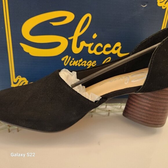 NWT Sbicca Volin Mule Black Teardrop Stacked Heel Suede Leather. Various - Picture 5 of 14